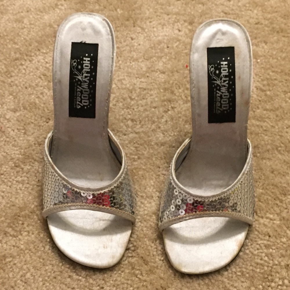 Brand new silver sequence heels